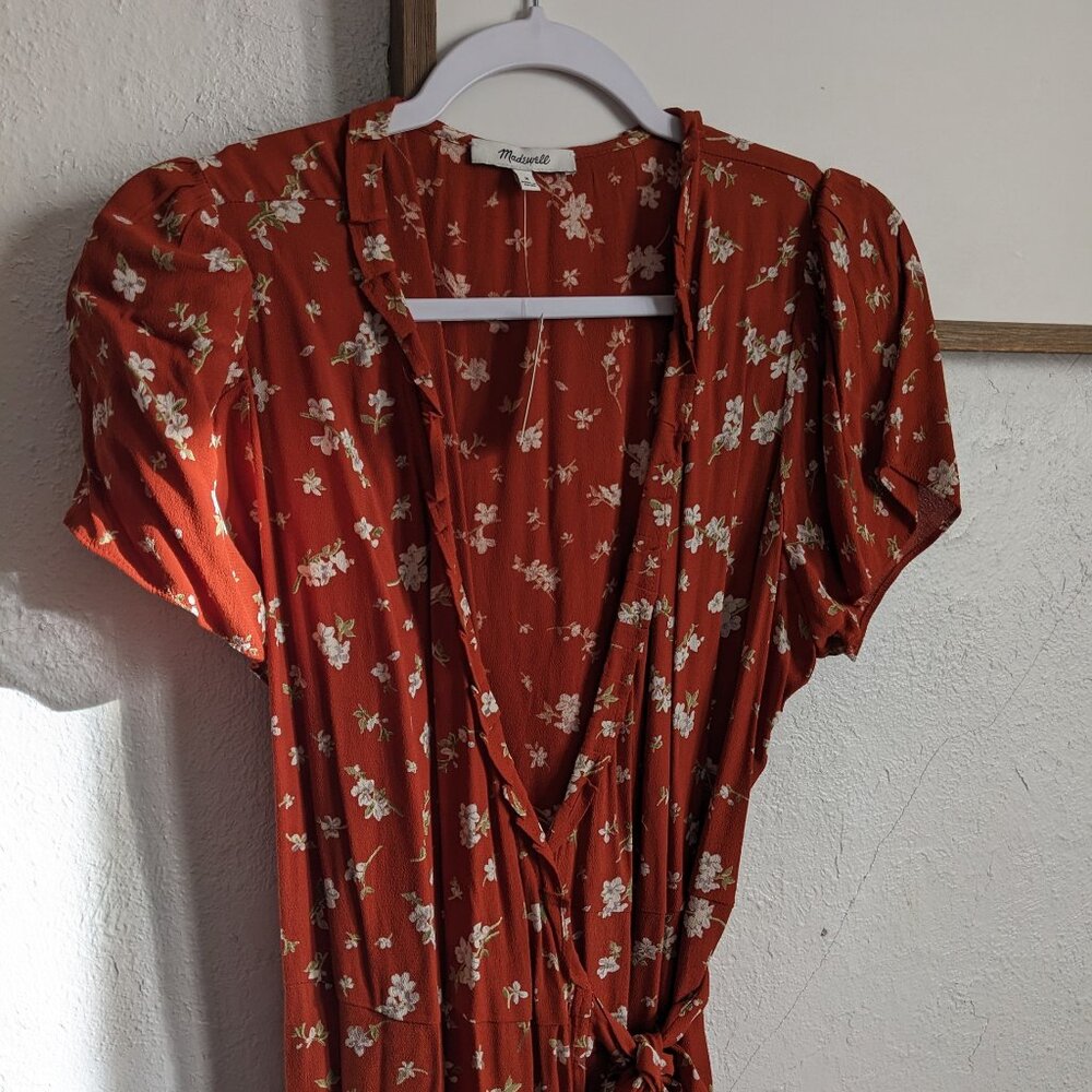 Madewell midi ruffle-trim wrap dress